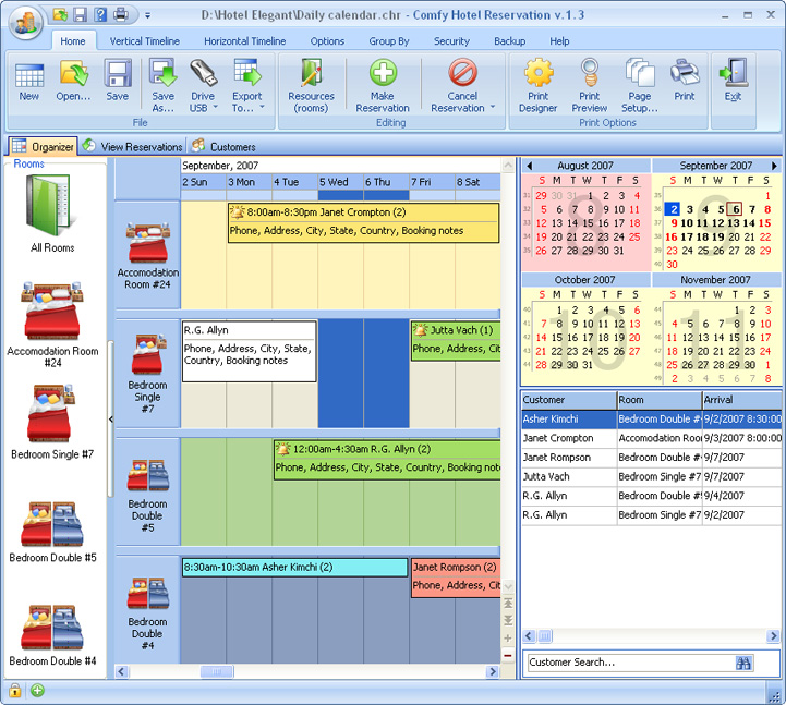 Click to view Comfy Hotel Reservation for Workgroup 3.6 screenshot