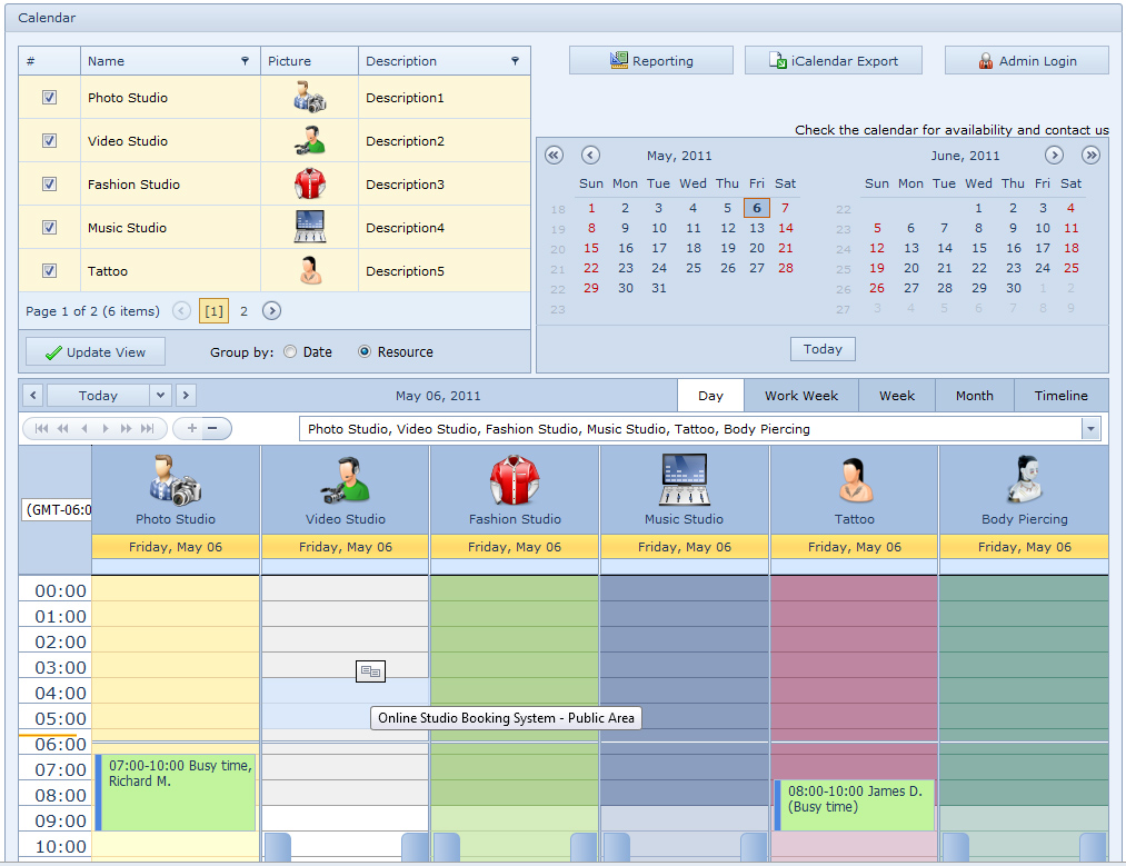 Click to view Online Studio Booking System 4.2 screenshot