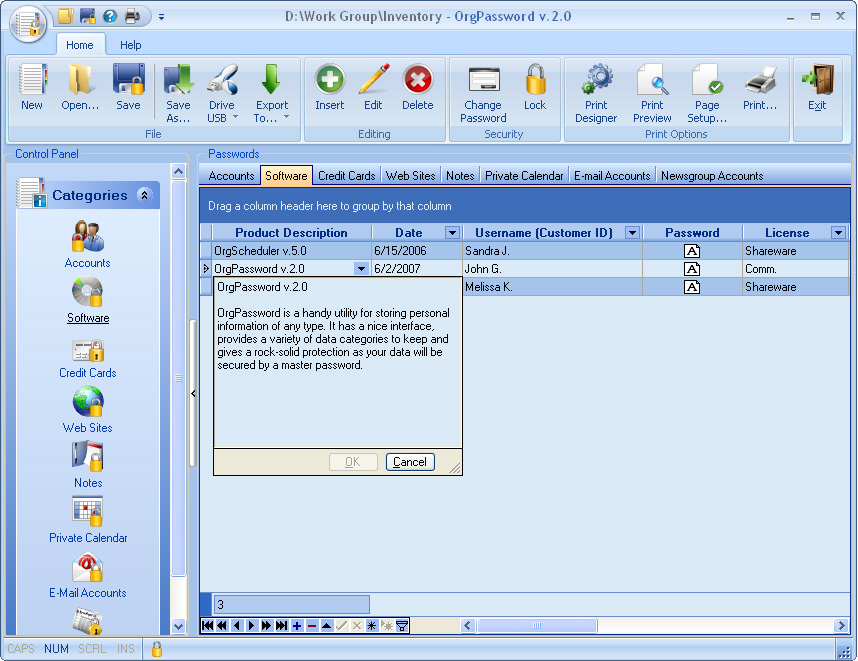 A password storage and management tool