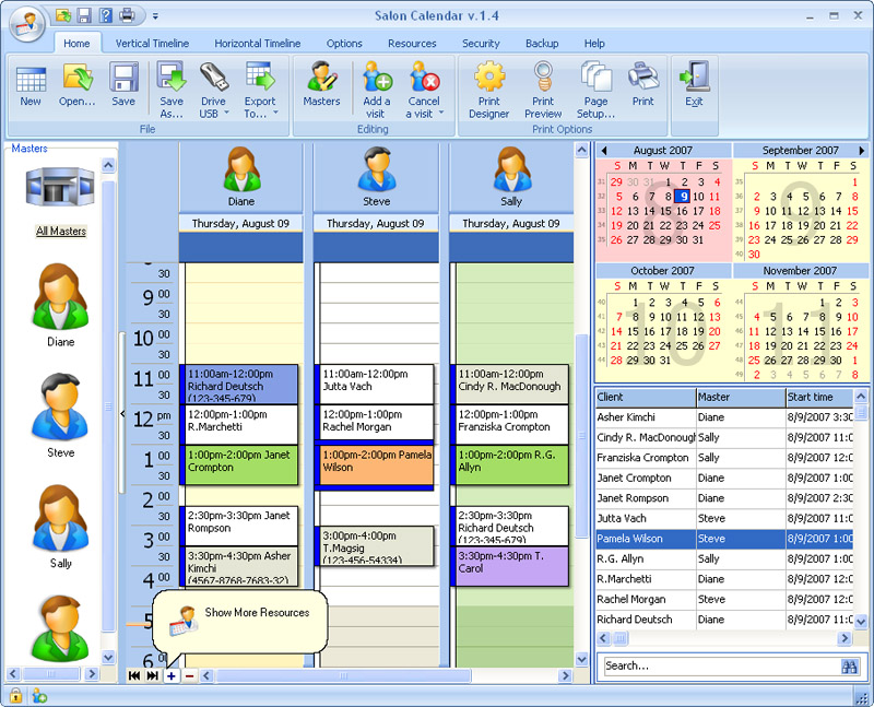 Salon Calendar for Workgroup screen shot