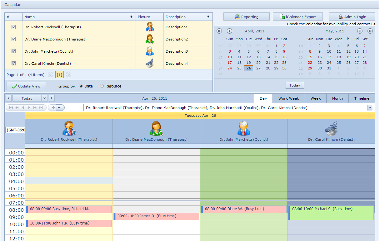 Medical Calendar for Workgroup screenshot