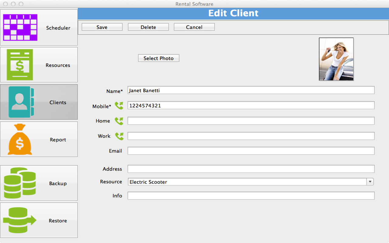 Rental Software for Mac Screenshot