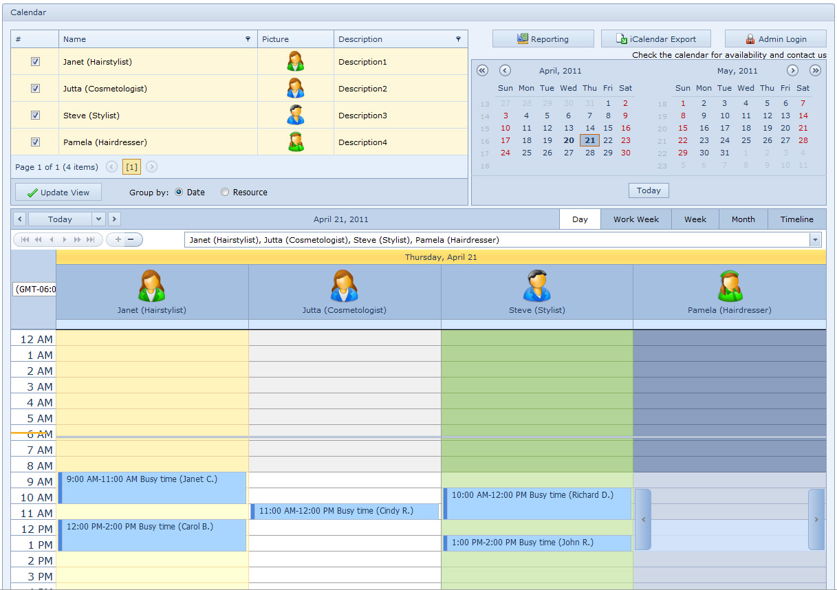 Salon Calendar for Workgroup screenshot